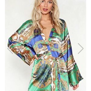 Nasty Gal silk kimono wrap dress. Brand new!